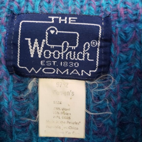 Woolrich Shawl Collar Sweater Wool Blend Blue Knit Pullover Womens Sz Large - Picture 5 of 10
